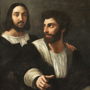 Two men in painting